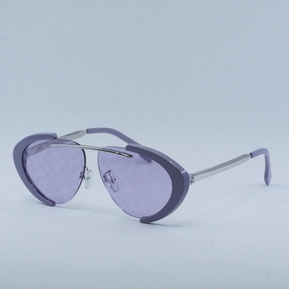 NEW FENDI FE40042U 81U VIOLET SILVER/LILAC MIRROR WITH FF PATTERN SUNGLASSES - Picture 3 of 12